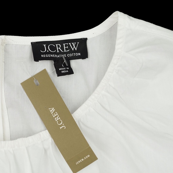 New J.CREW Size L Hyacinth Top in Cotton Poplin White $79 CI549 - Picture 6 of 6